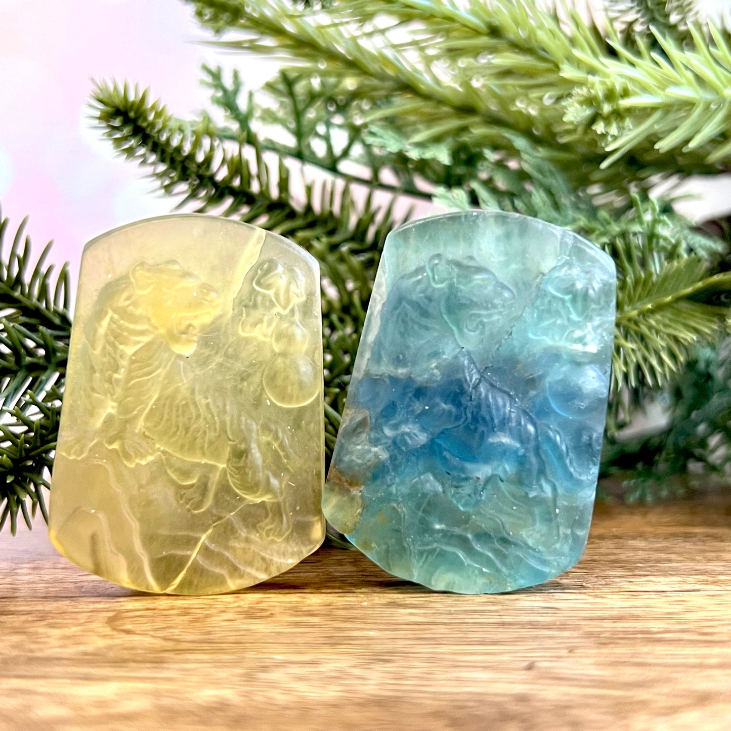 Yellow Fluorite Tiger Carved Crystal Cabochon