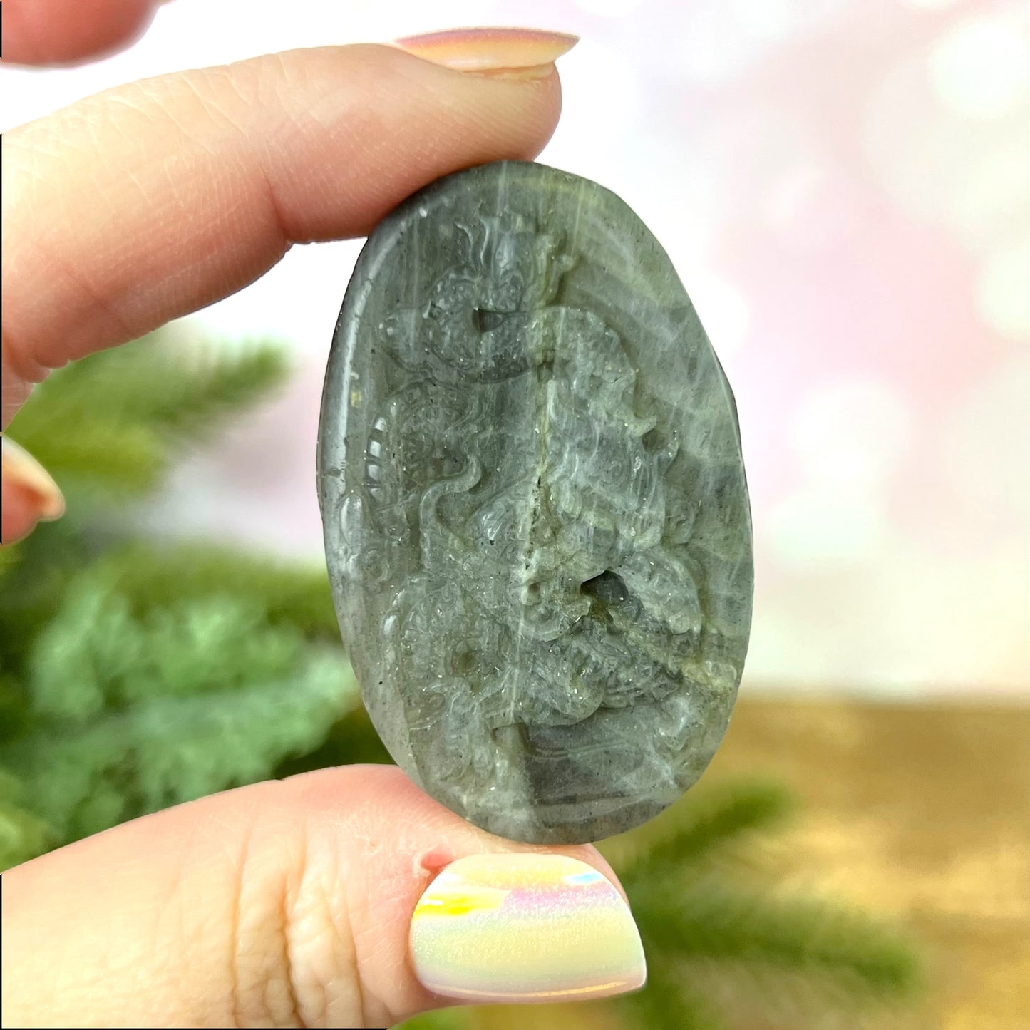 Labradorite Dragon Carved Crystal Cabochon