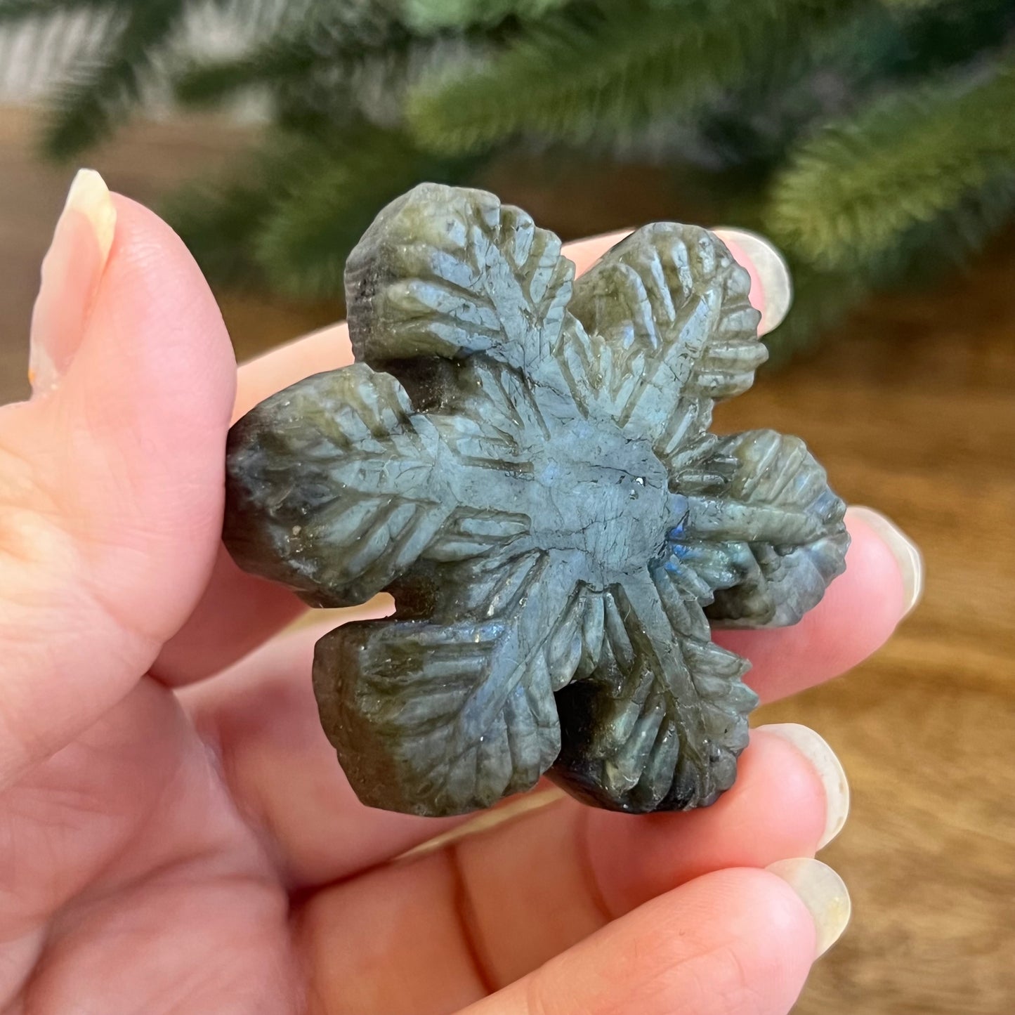 Snowflake Labradorite Crystal Carved Cabochon
