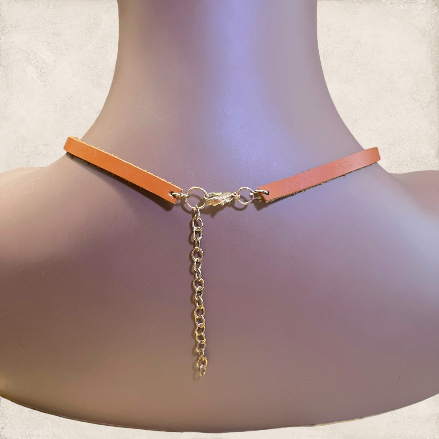 Vintage Leather & Gold Tone Beaded Multi Strand Necklace