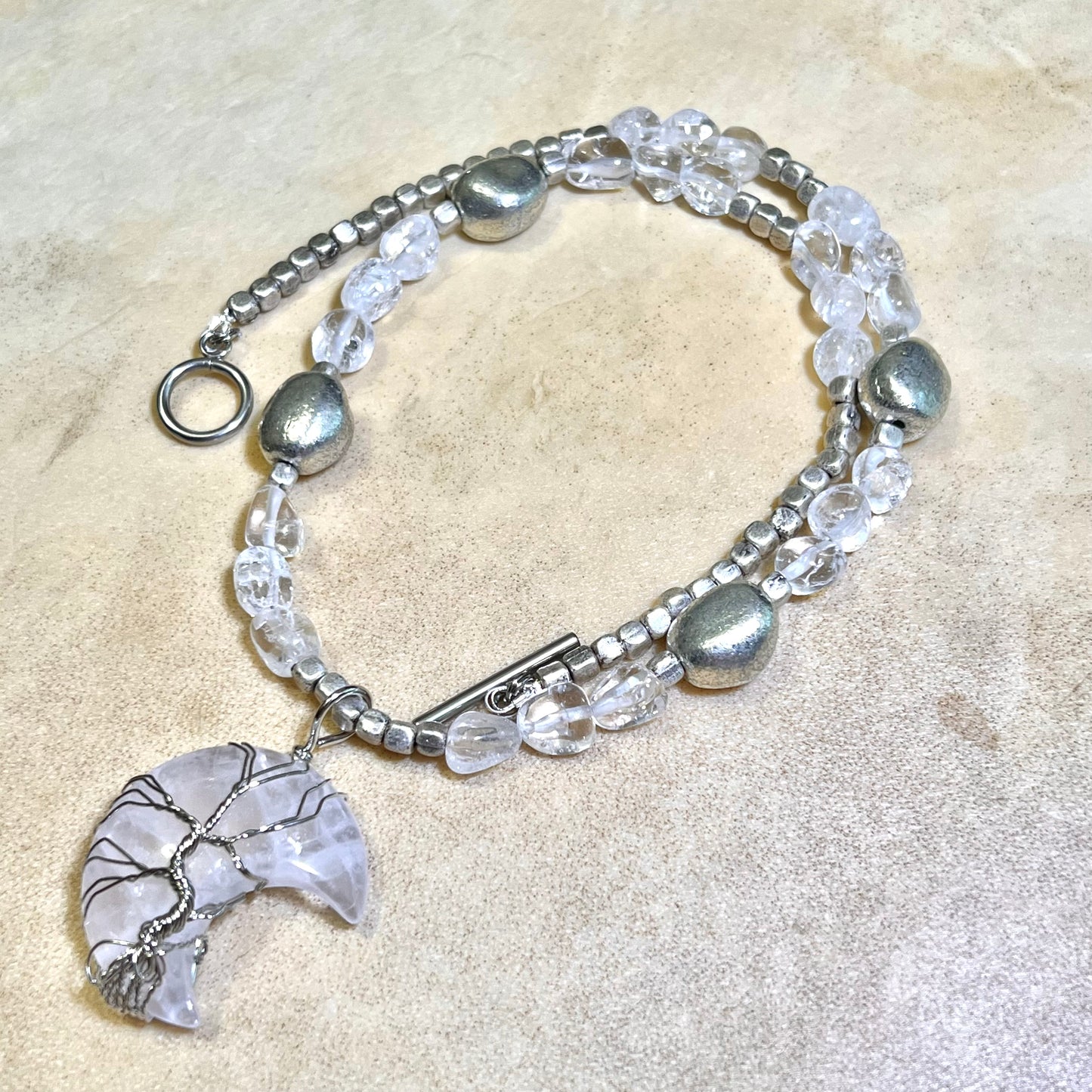 Light Tree of Life Crescent Moon Handmade Necklace