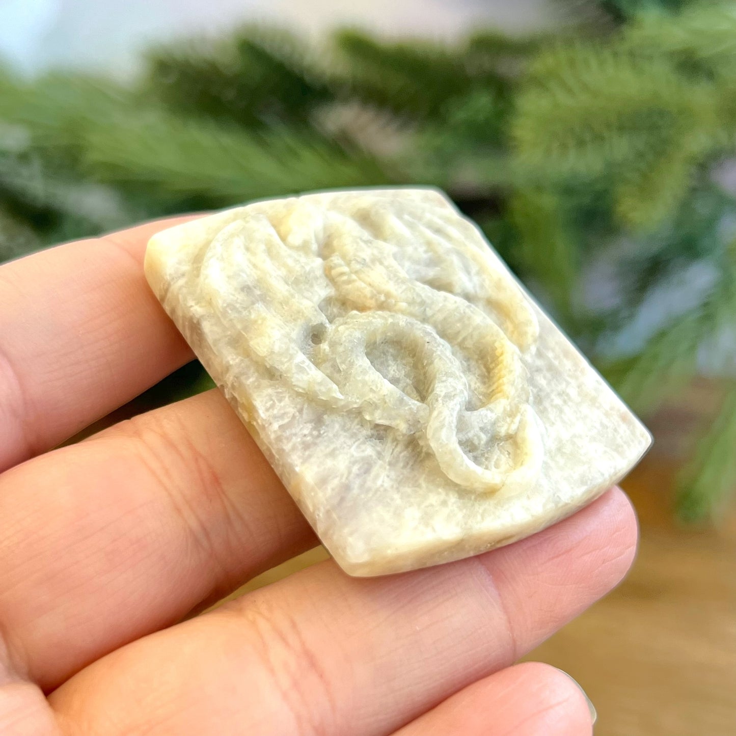 Belomorite Dragon Carved Crystal Cabochon