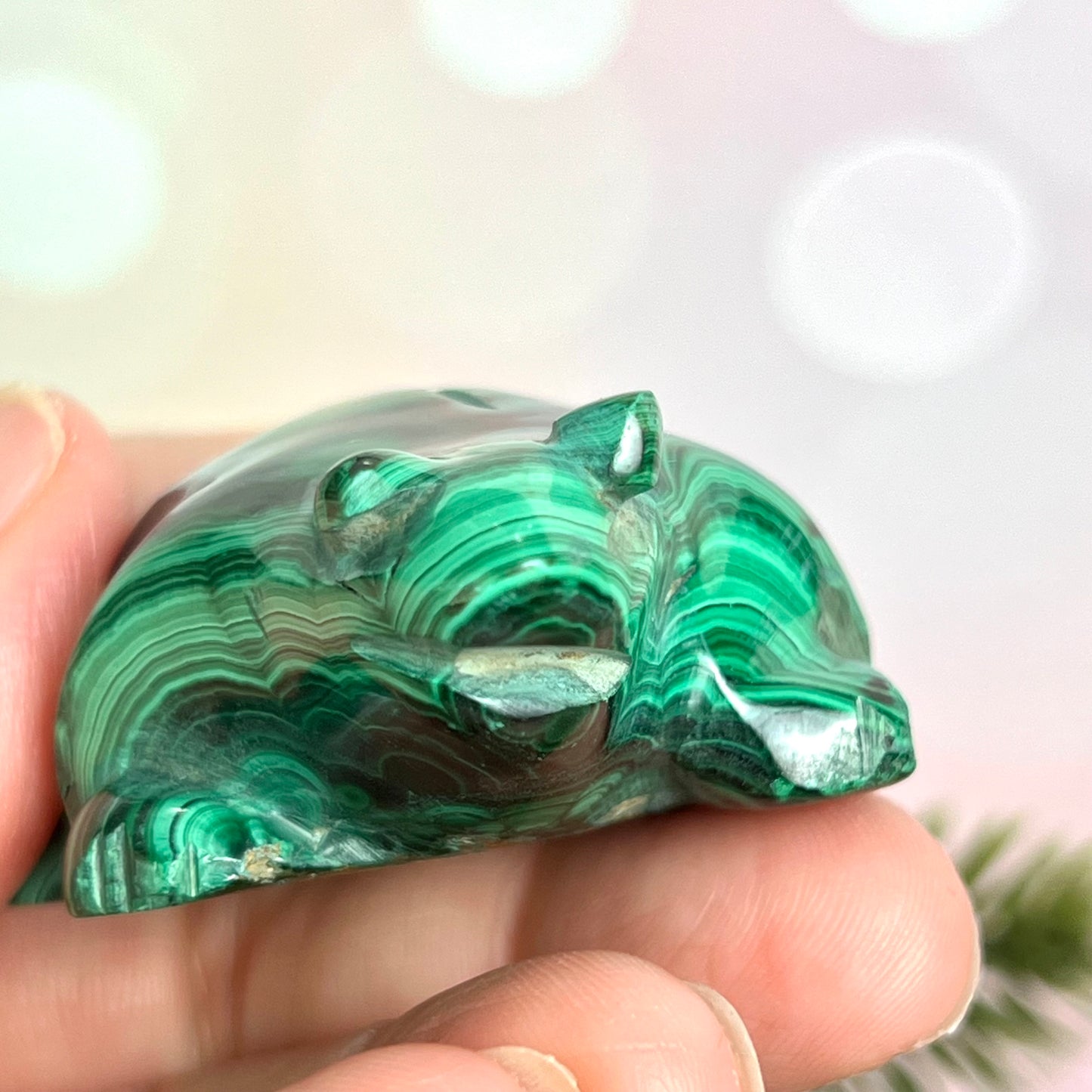 Malachite Frog Crystal Carving