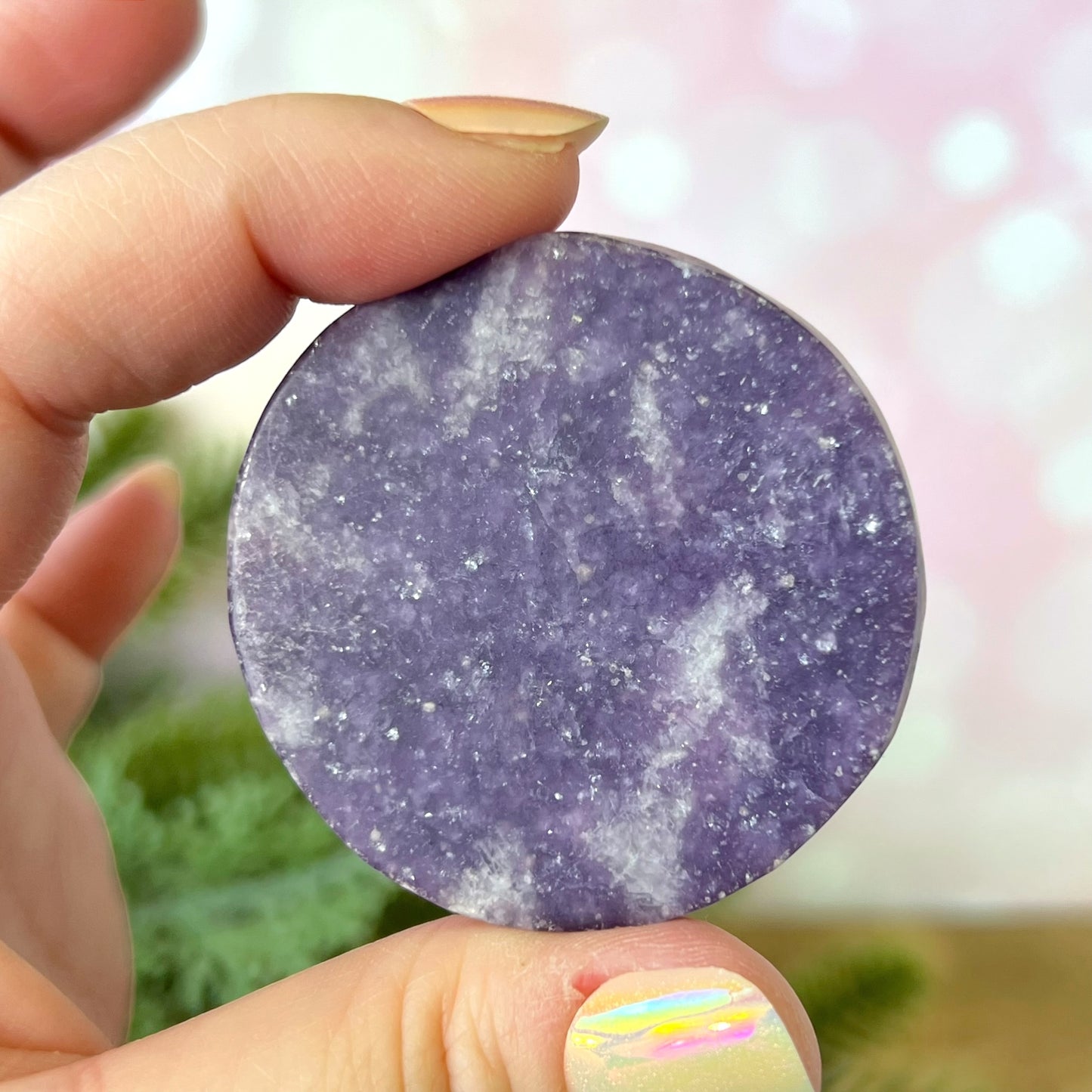 Lepidolite Sun & Moon Carved Crystal Cabochon
