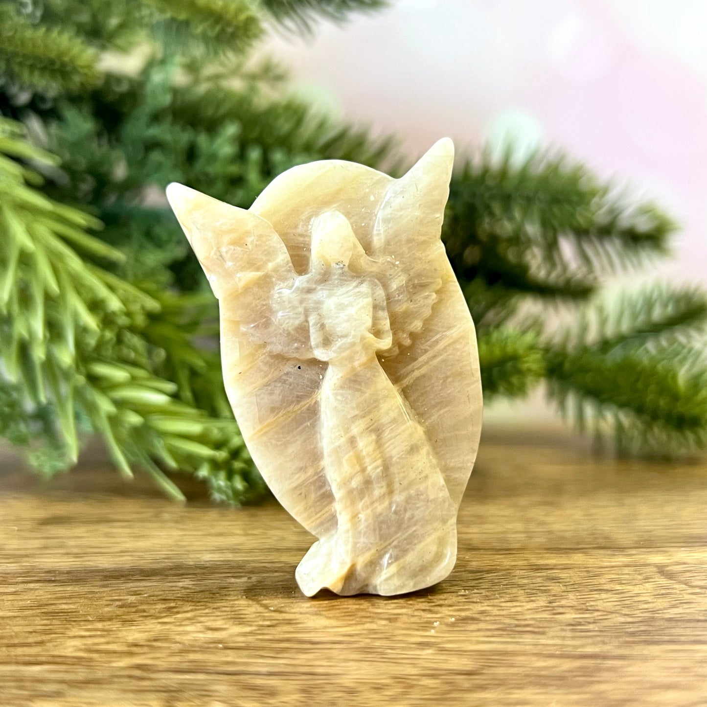 Angel Belomorite Sunstone in Moonstone Carved Cabochon
