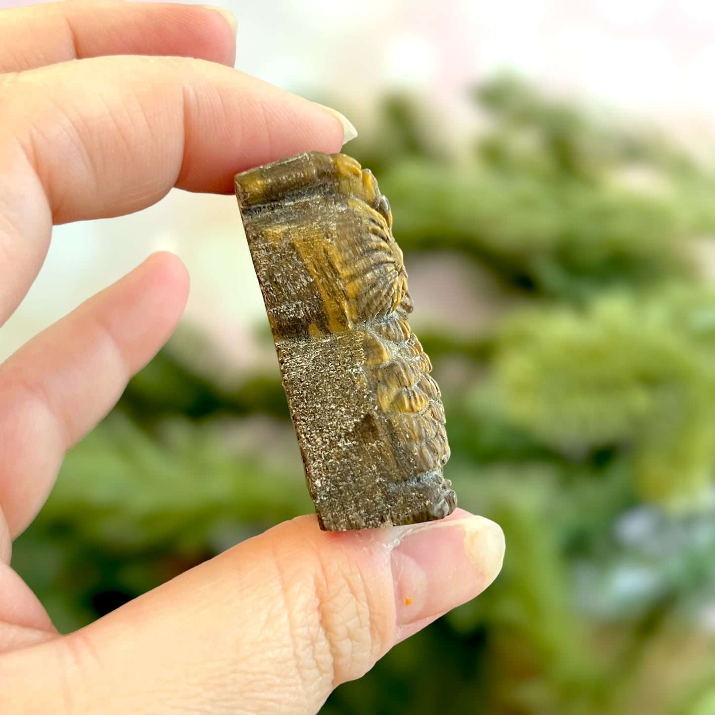 Tigers Eye Owl Crystal Carved Stone Cabochon