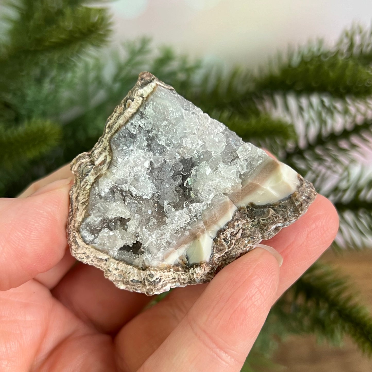 Red Quartz & Agate Geode Crystal Piece