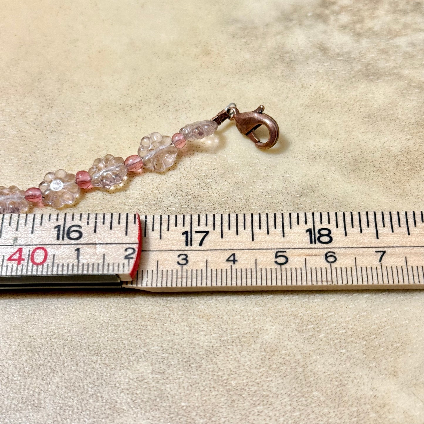 Cherry Quartz and Moonstone Flower Beaded Vintage Necklace