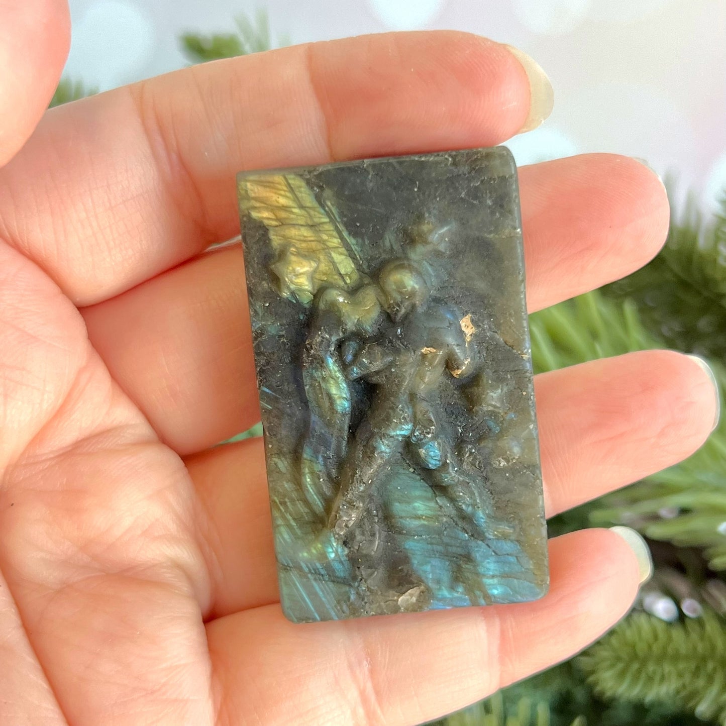 Labradorite Aquarius Carved Cabochon