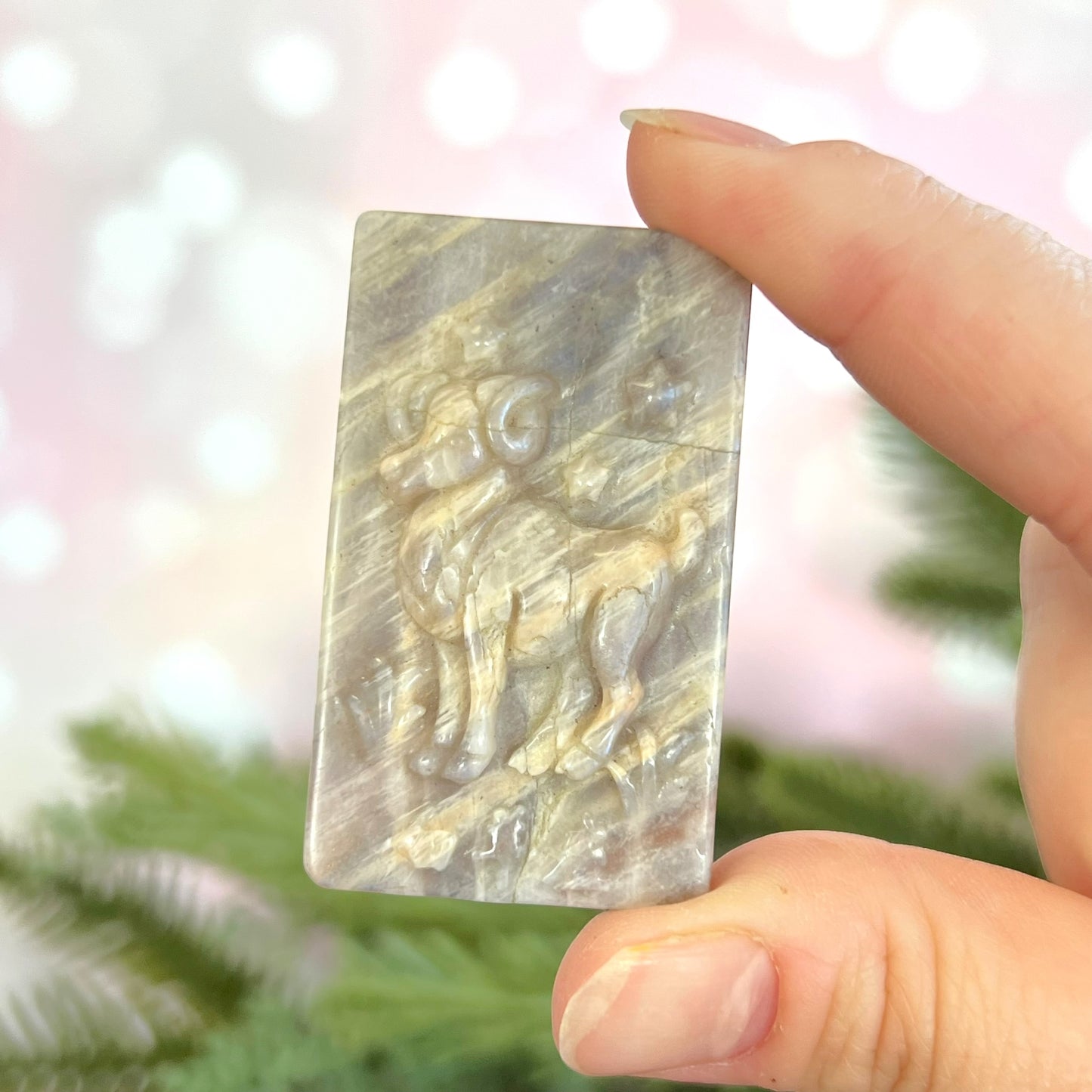 Belomorite Aries Carved Crystal Cabochon