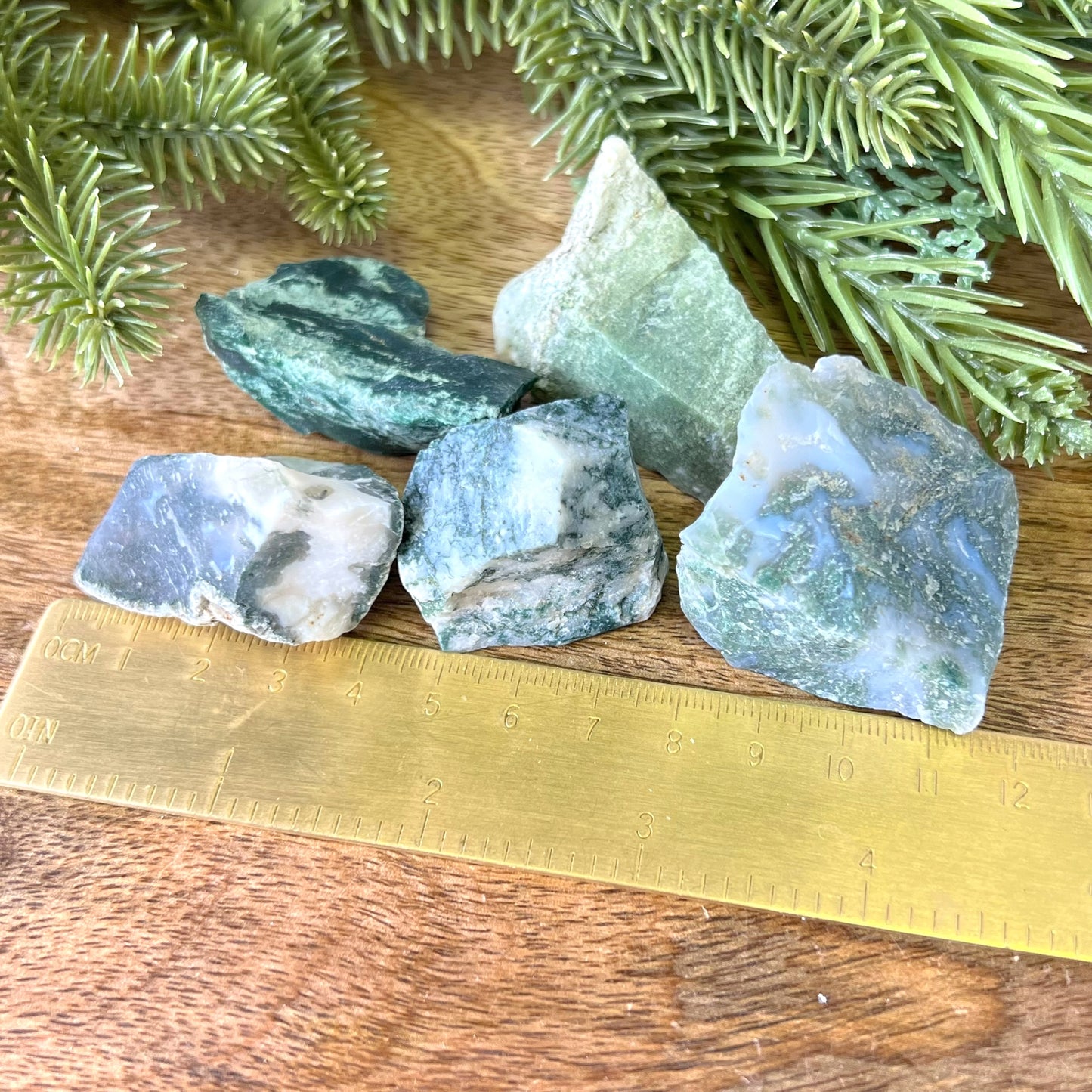 Moss Agate Raw Stone - You get 1