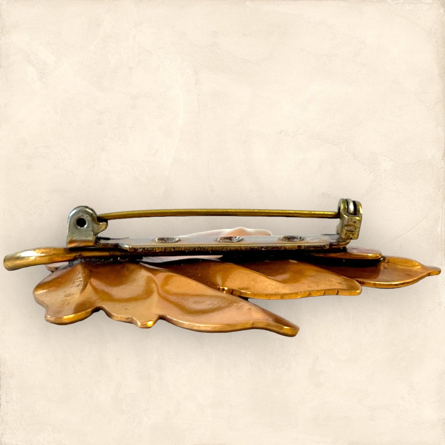 Hand Wrought Vintage Copper Leaf Brooch by Gret Barkin, New Hope Pennsylvania