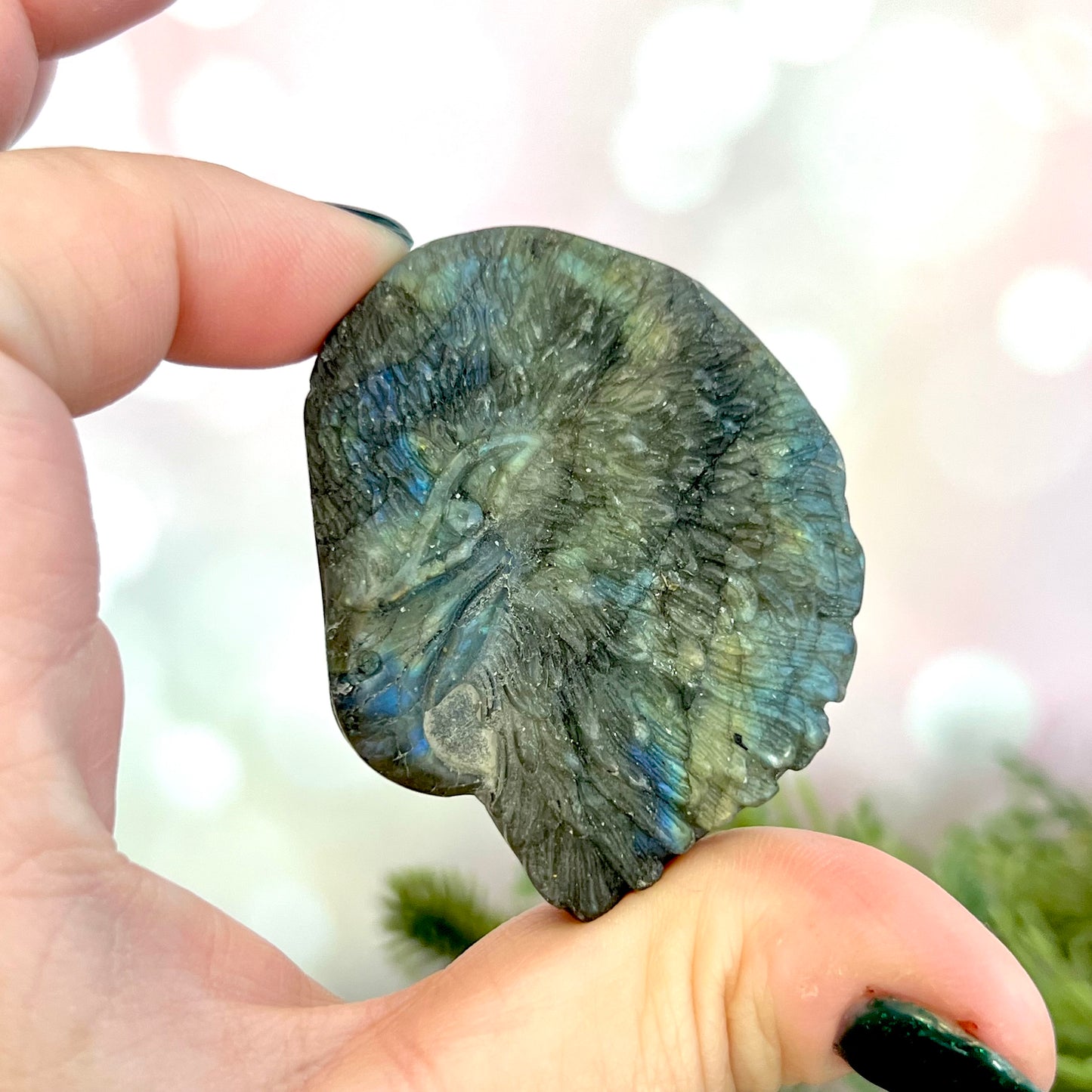 Labradorite Eagle Carved Crystal Cabochon