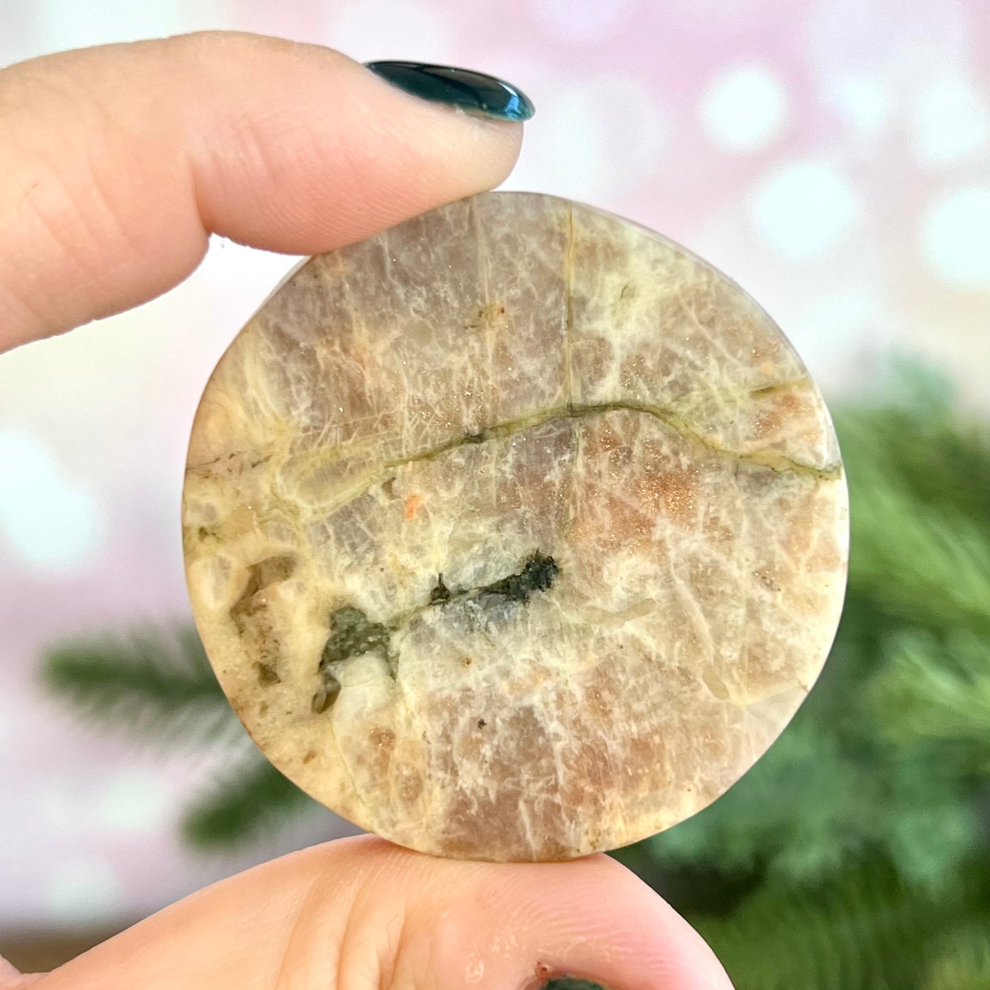 Kitsune Nine Tailed Fox on Celtic Crescent Moon Crystal Carved Cabochon
