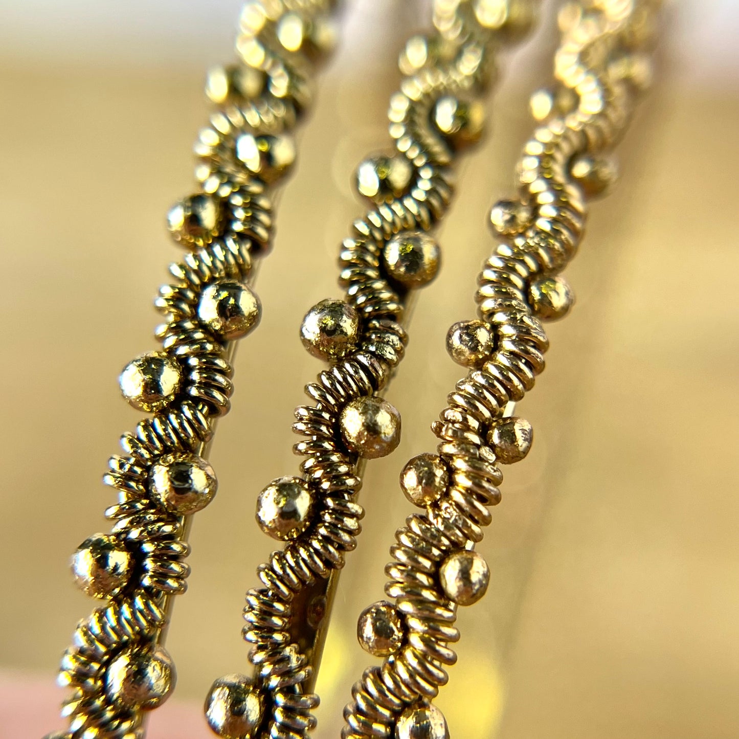 Vintage Gold Tone Bracelet Stack with 11 Textured Bangles