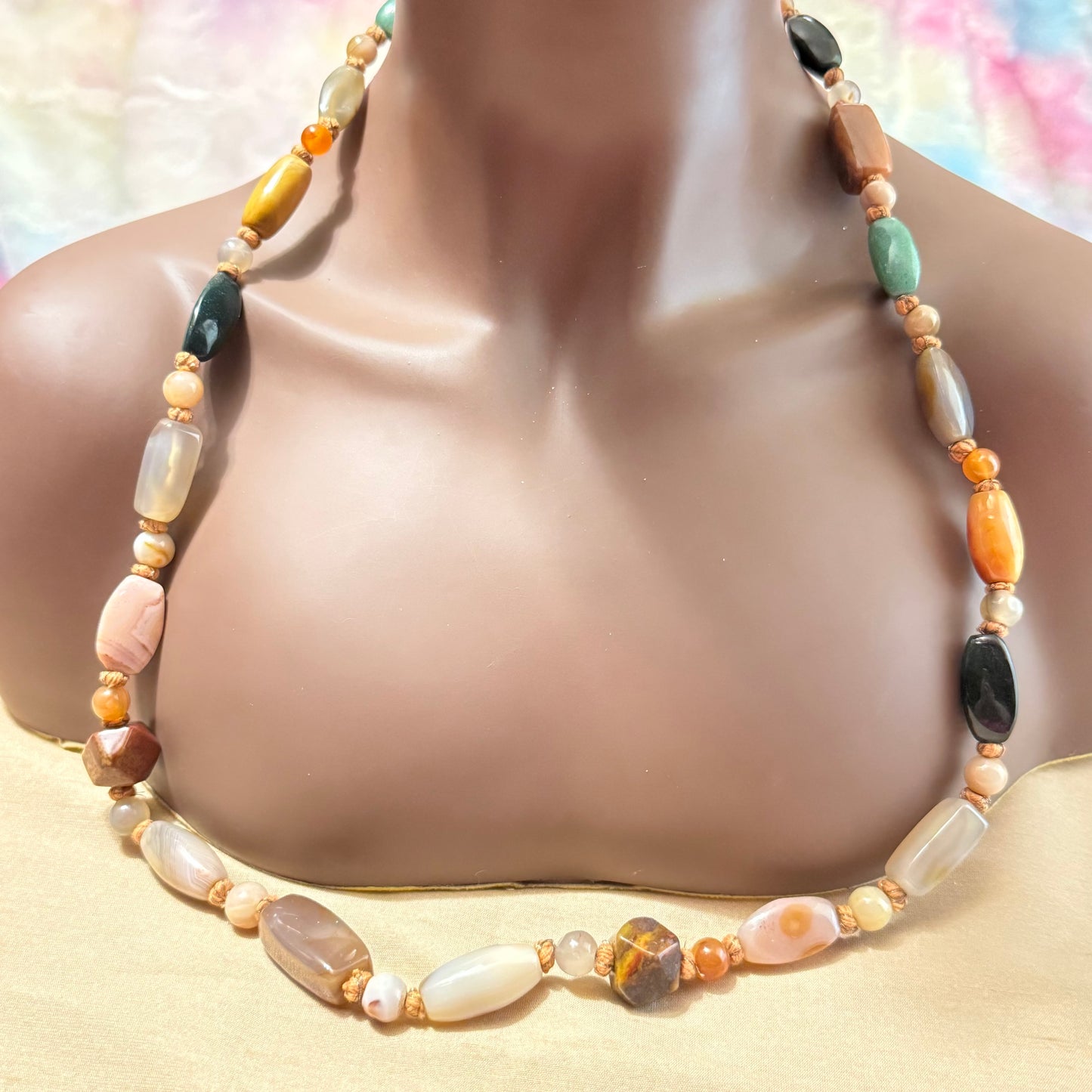 Beggars Beads from the 1960s Vintage Gemstone Necklace