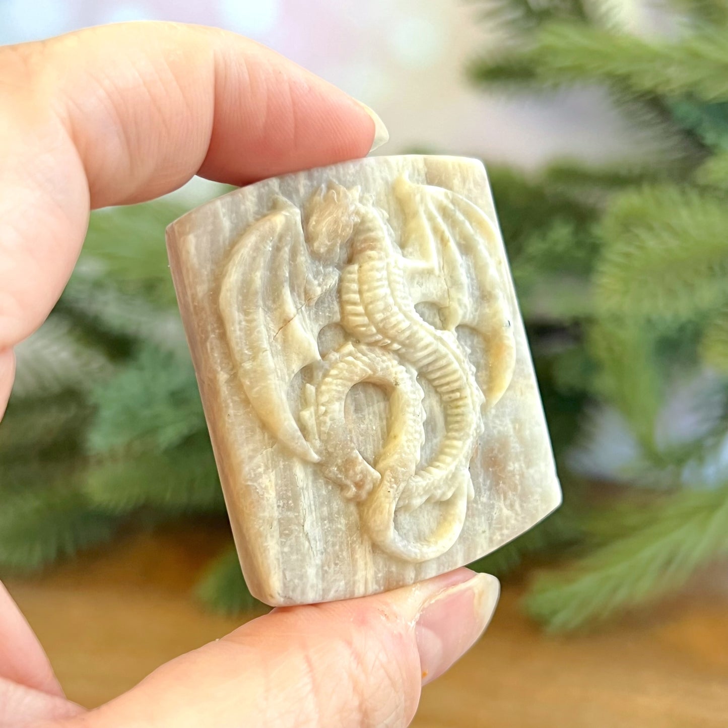 Belomorite Dragon Carved Crystal Cabochon