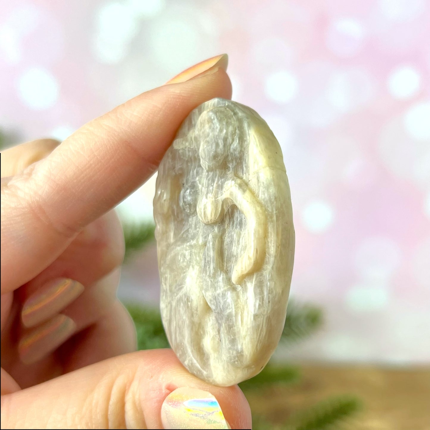 Belomorite Mermaid Carved Crystal Cabochon