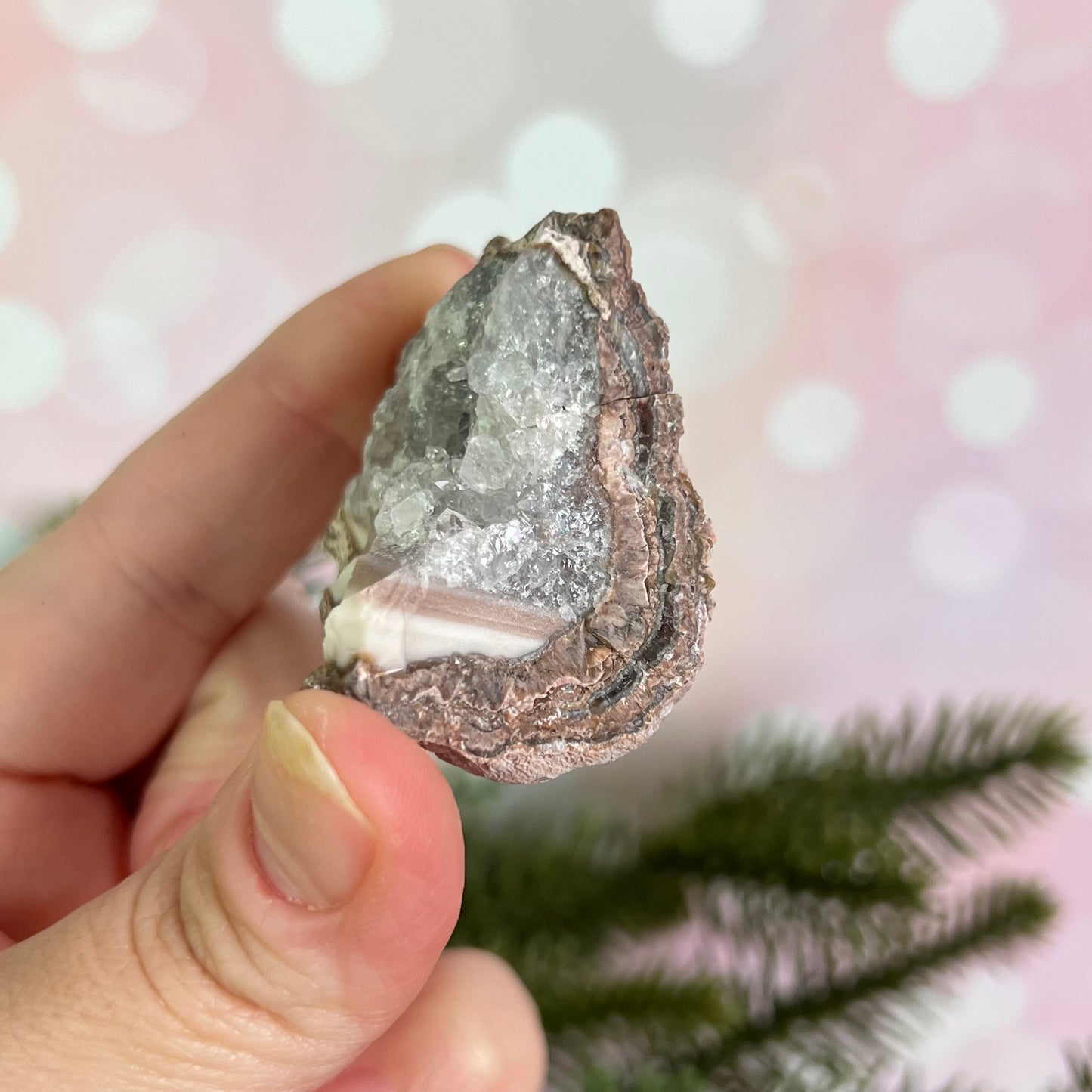 Red Quartz & Agate Geode Crystal Piece