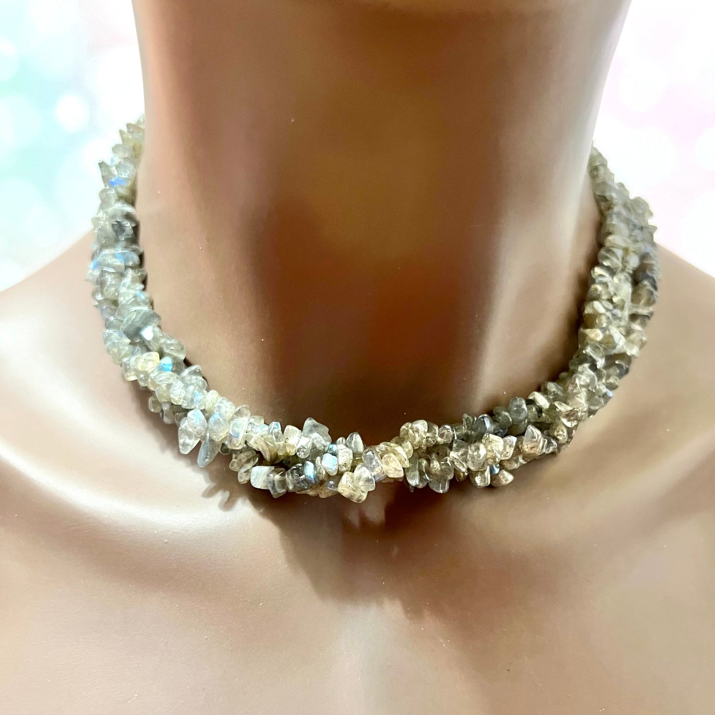 Ultra Flashy Labradorite Chip Bead Necklace