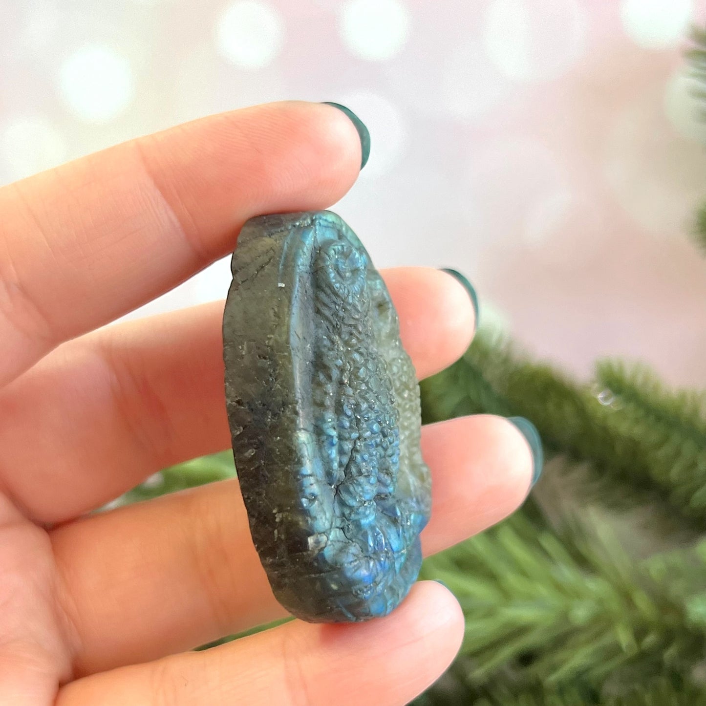Labradorite Owl Carved Cabochon