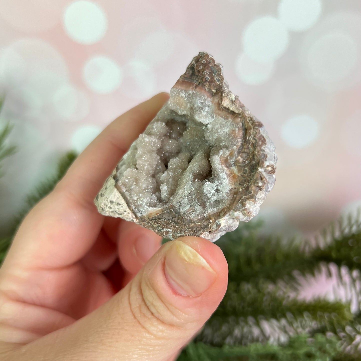 Red Quartz & Agate Geode Crystal Piece