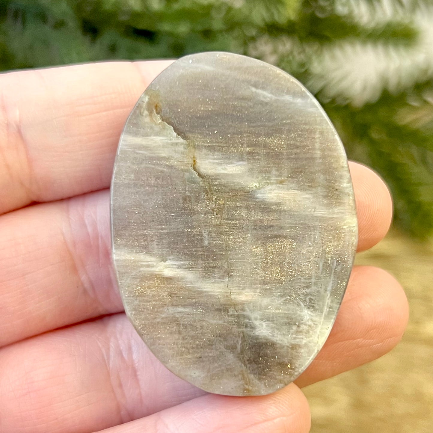 Angel In Flight Belomorite Sunstone in Moonstone Crystal Carved Cabochon