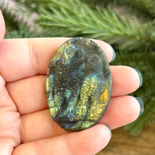 Labradorite Owl Carved Cabochon