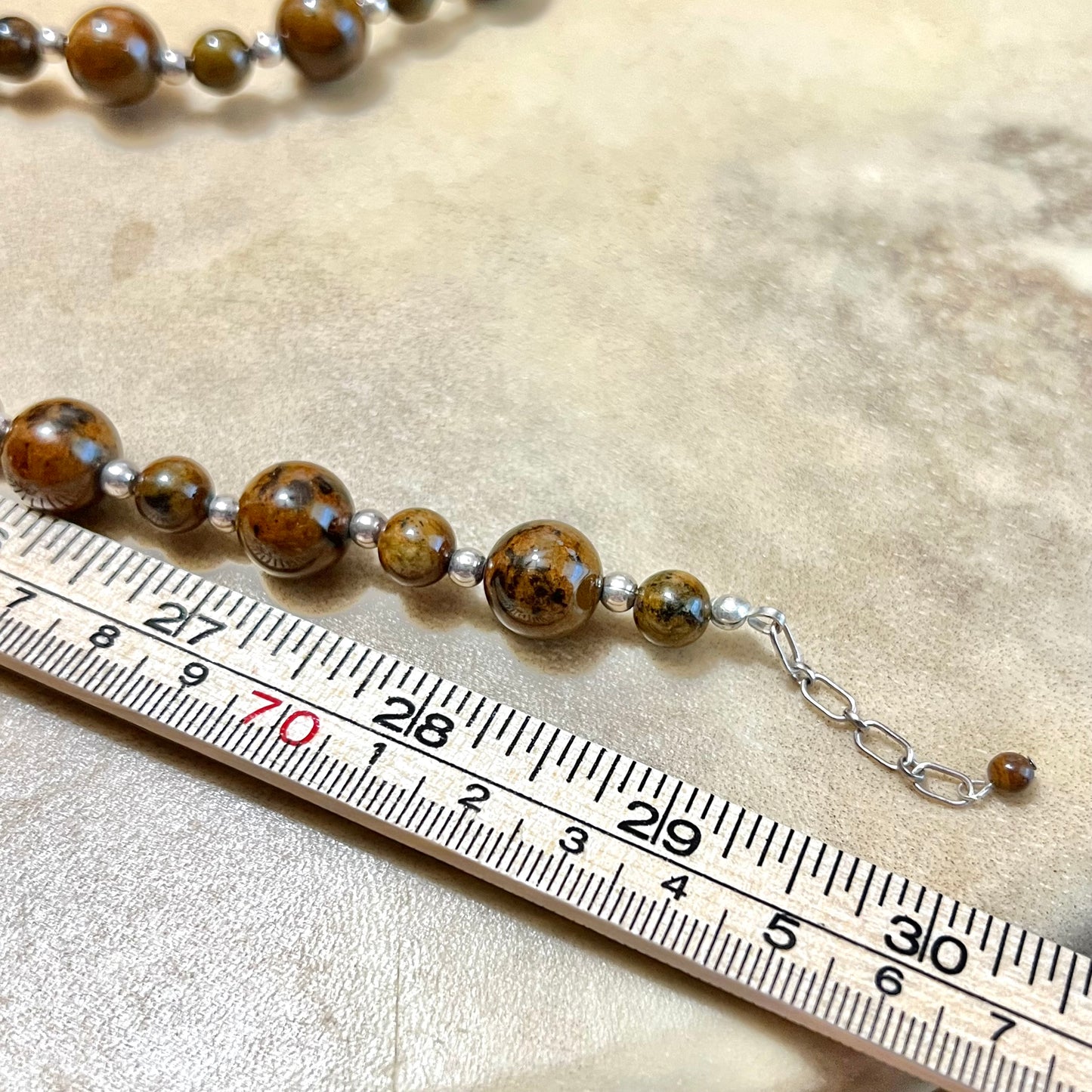Mahogany Obsidian Beaded Sterling Silver Vintage Necklace