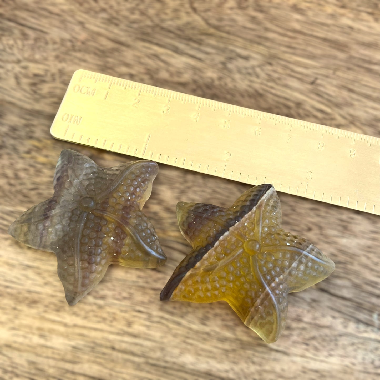 Yellow Fluorite Starfish Carved Gemstone Cabochon Crystal