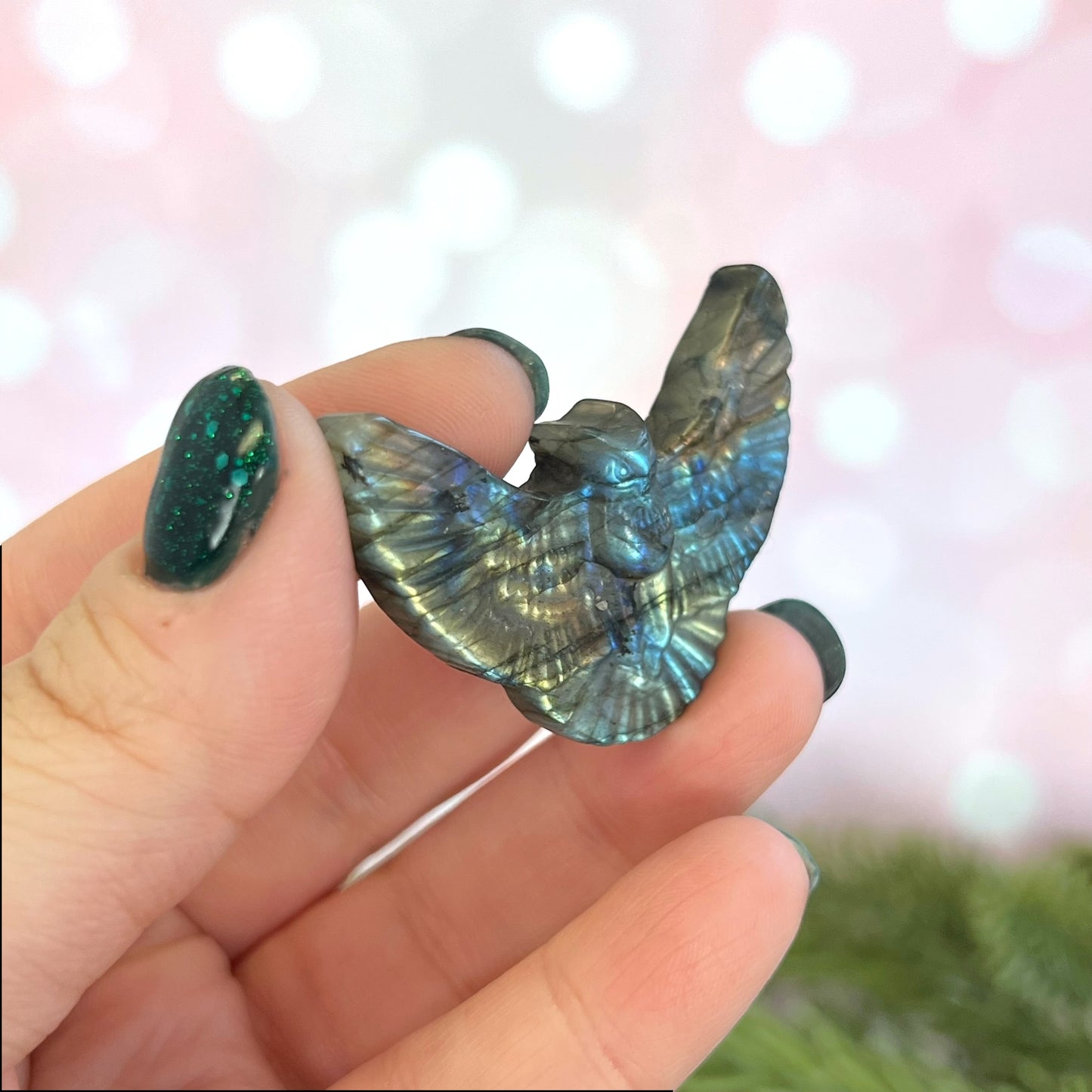 Labradorite Owl Carved Crystal Cabochon