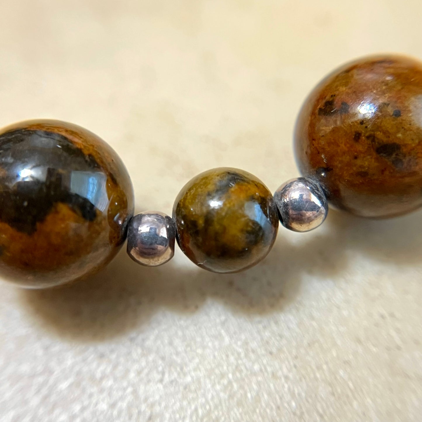Mahogany Obsidian Beaded Sterling Silver Vintage Necklace