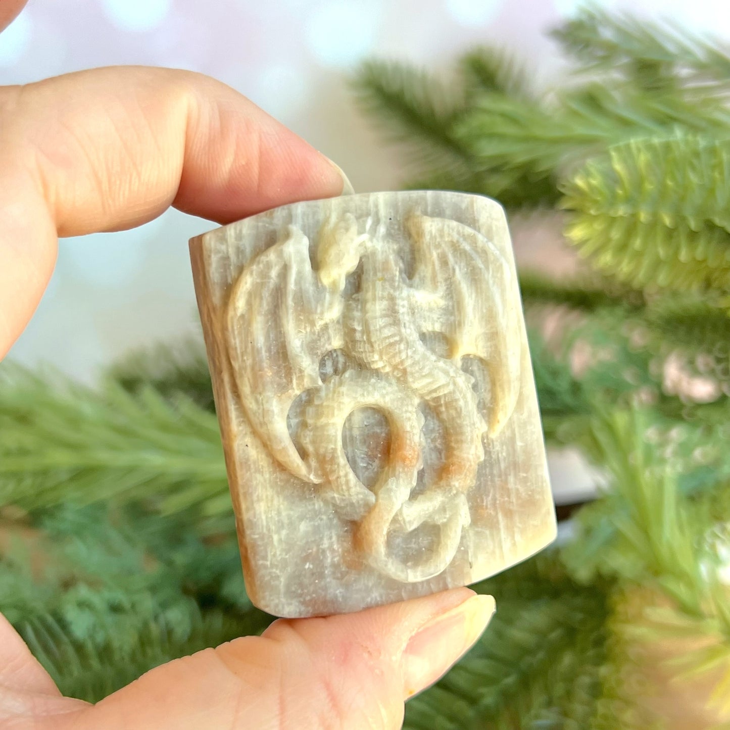 Belomorite Dragon Carved Crystal Cabochon