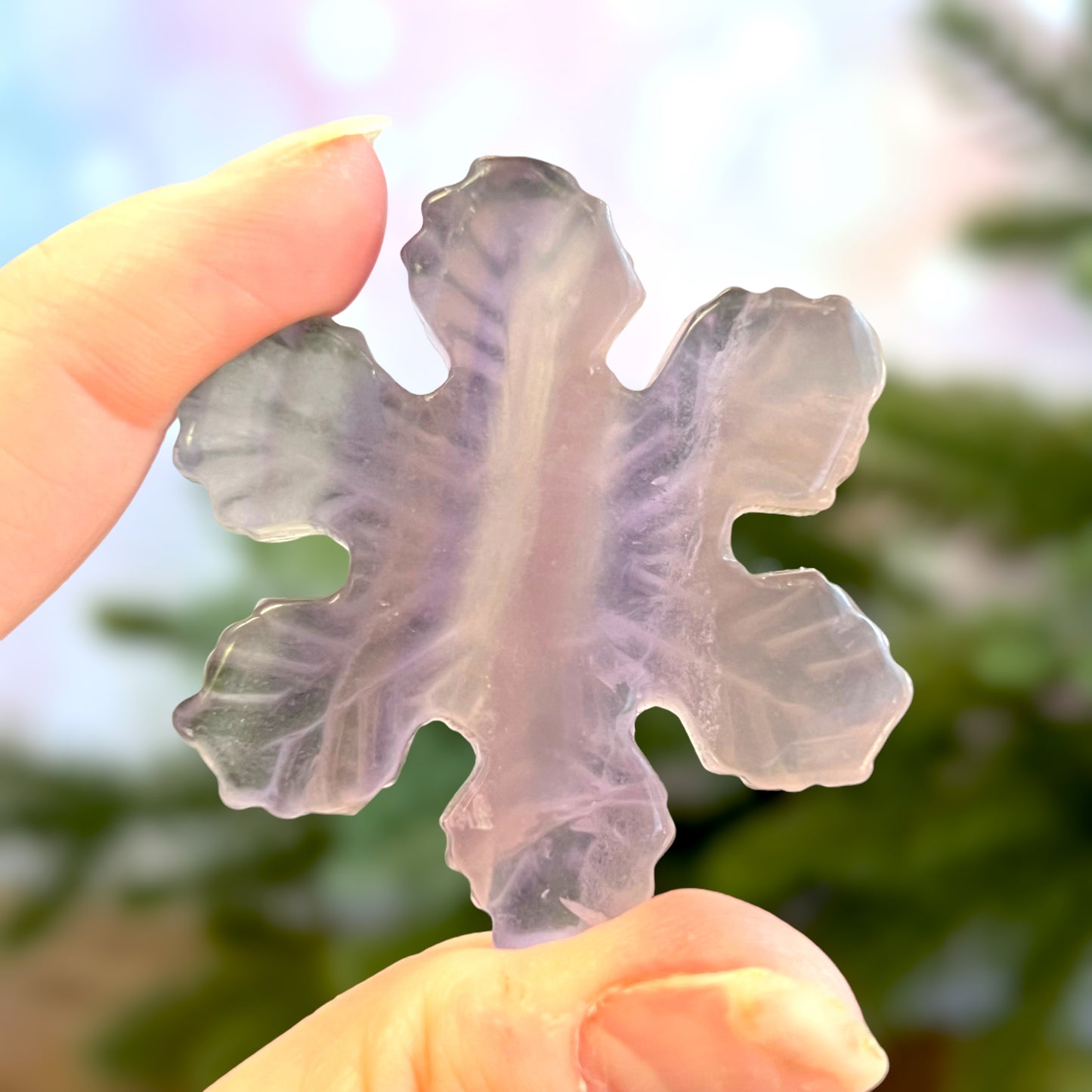 Snowflake Purple Fluorite Crystal Carved Cabochon