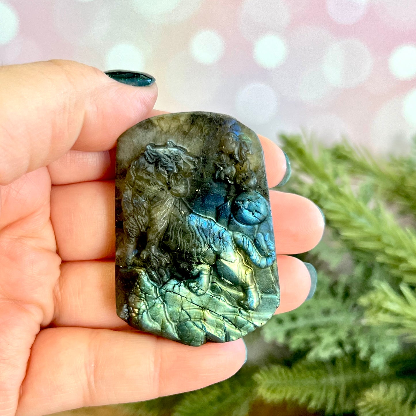 Labradorite Tiger Carved Crystal Cabochon