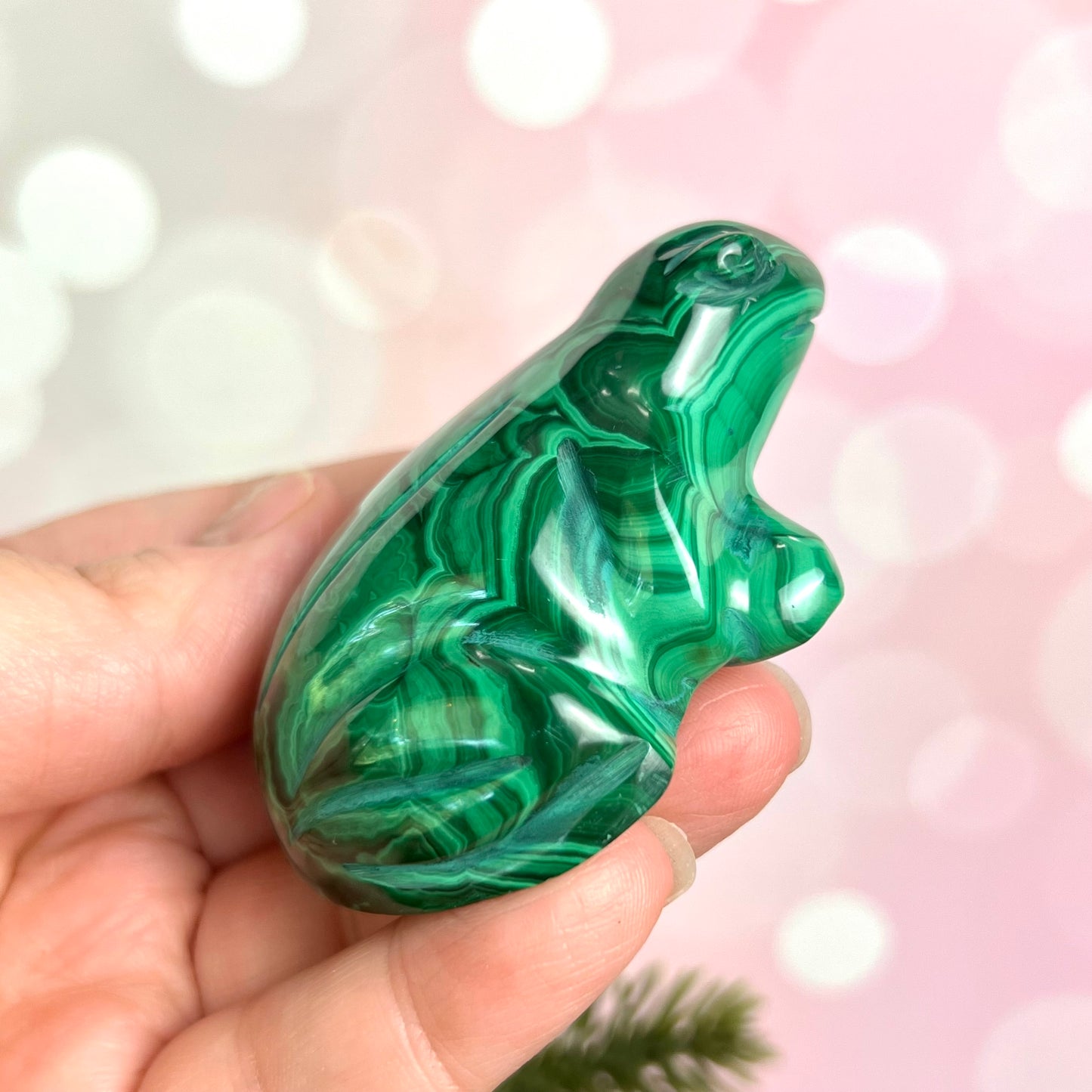 Malachite Frog Crystal Carving