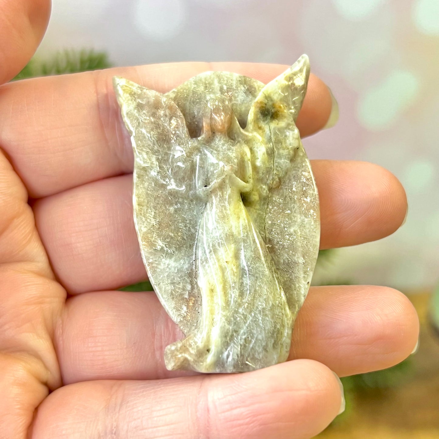 Angel Belomorite Sunstone in Moonstone Carved Cabochon