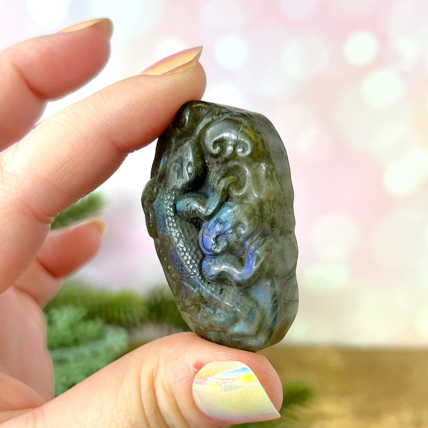 Labradorite Iguana Lizard Carved Cabochon
