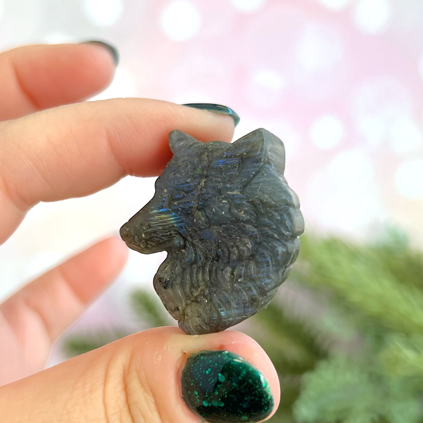 Labradorite Wolf Carved Cabochon