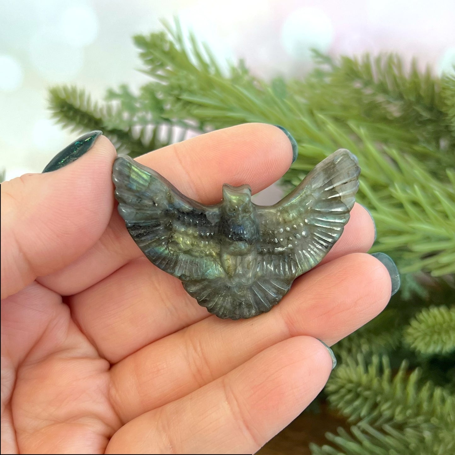 Labradorite Owl Carved Crystal Cabochon