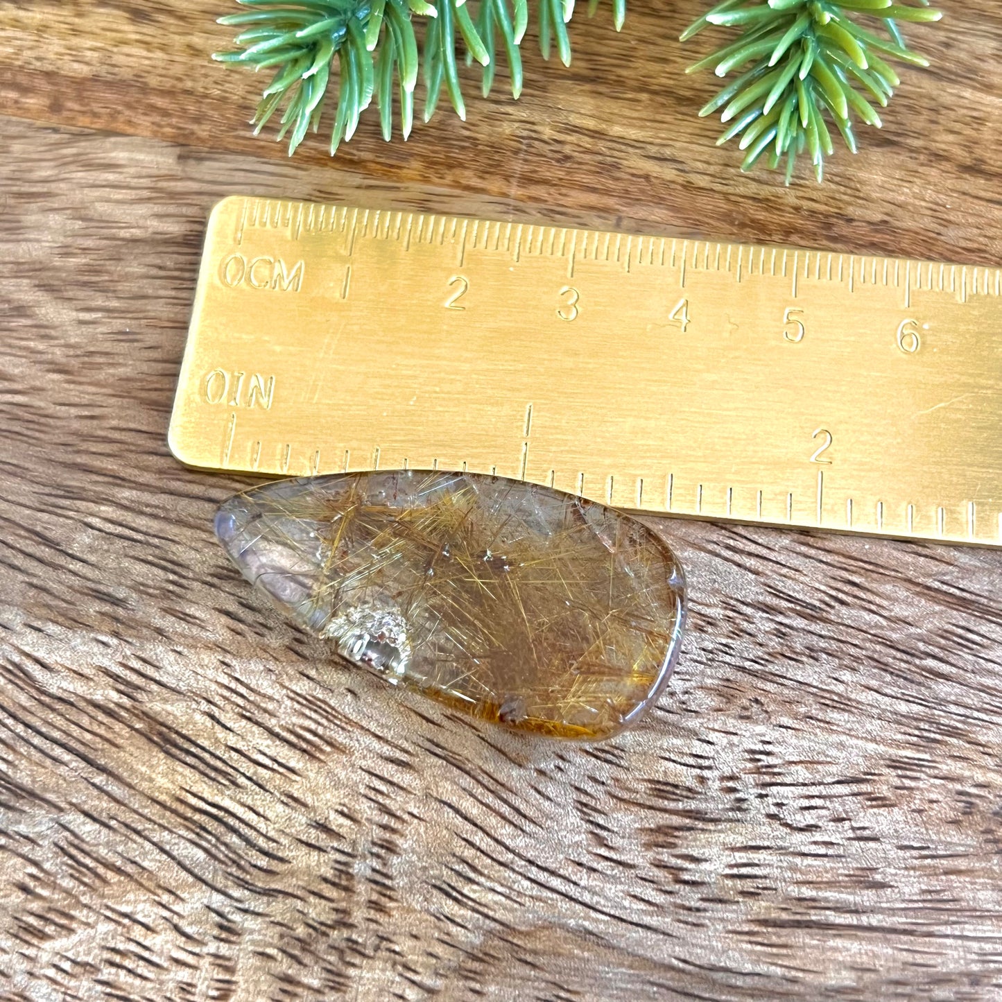 Rutilated Quartz Crystal Teardrop Cabochon