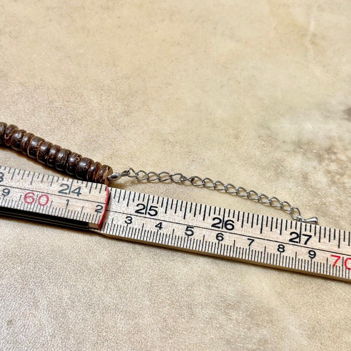 Vintage Tropical Shell & Wood Beaded Adjustable Necklace