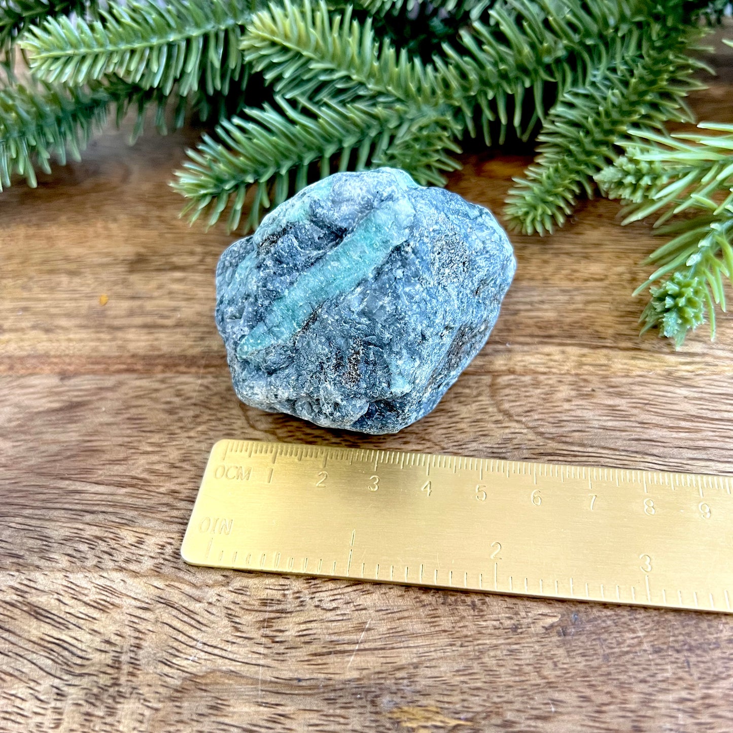 Emerald Raw Crystal in Basalt