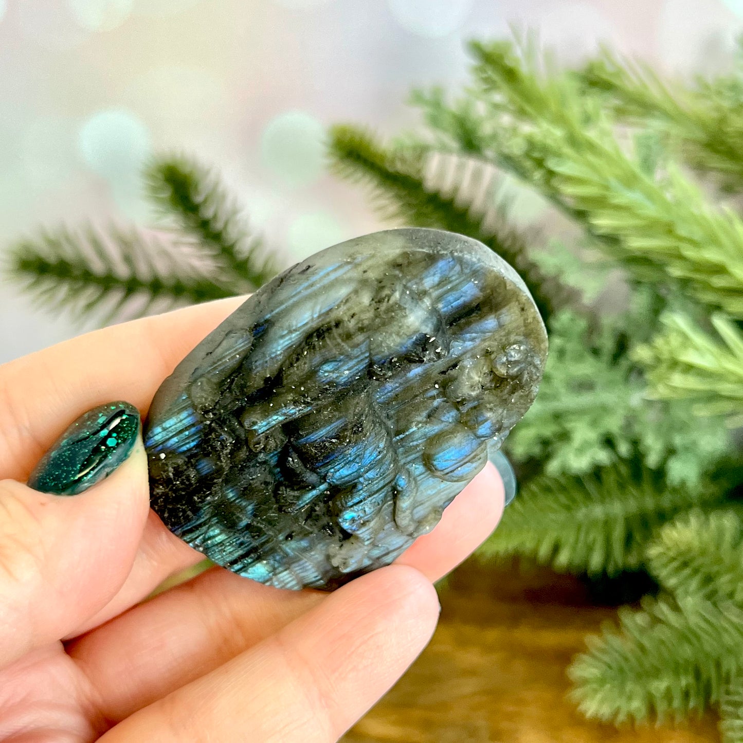Labradorite Crystal Tiger Carved Stone Cabochon