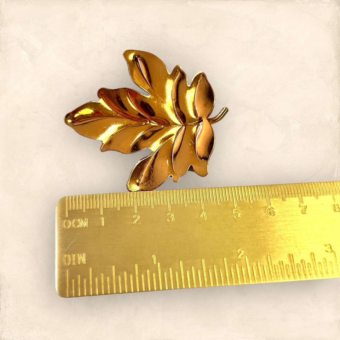 Hand Wrought Vintage Copper Leaf Brooch by Gret Barkin, New Hope Pennsylvania