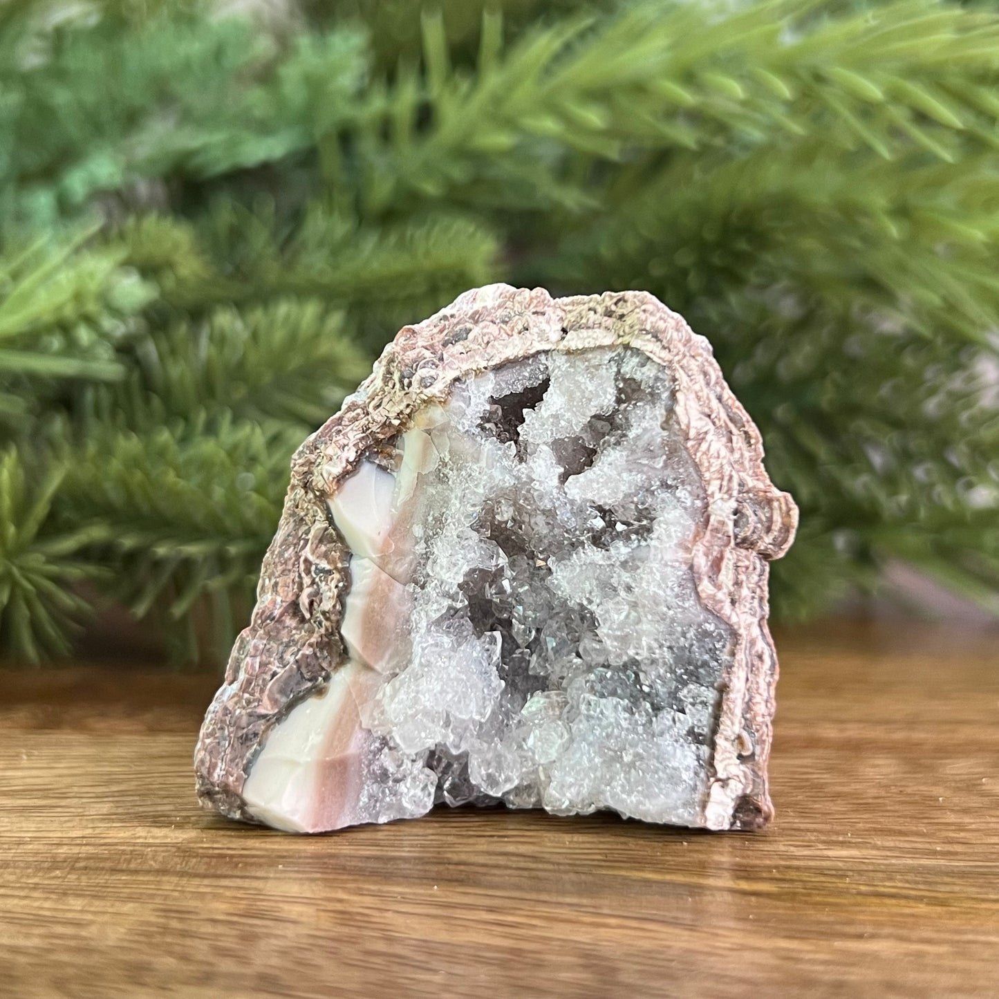 Red Quartz & Agate Geode Crystal Piece