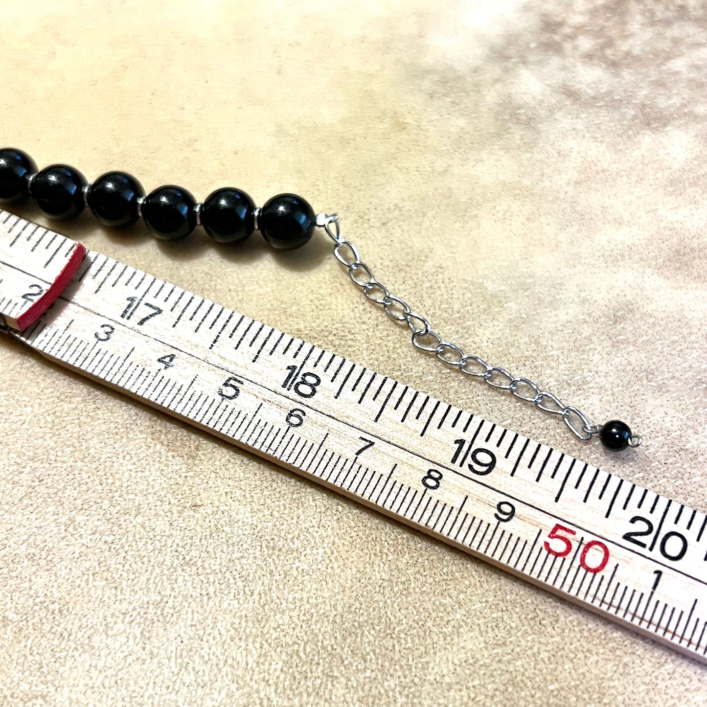 Black Stone Vintage Sterling Silver Beaded Necklace with Heart Pendant