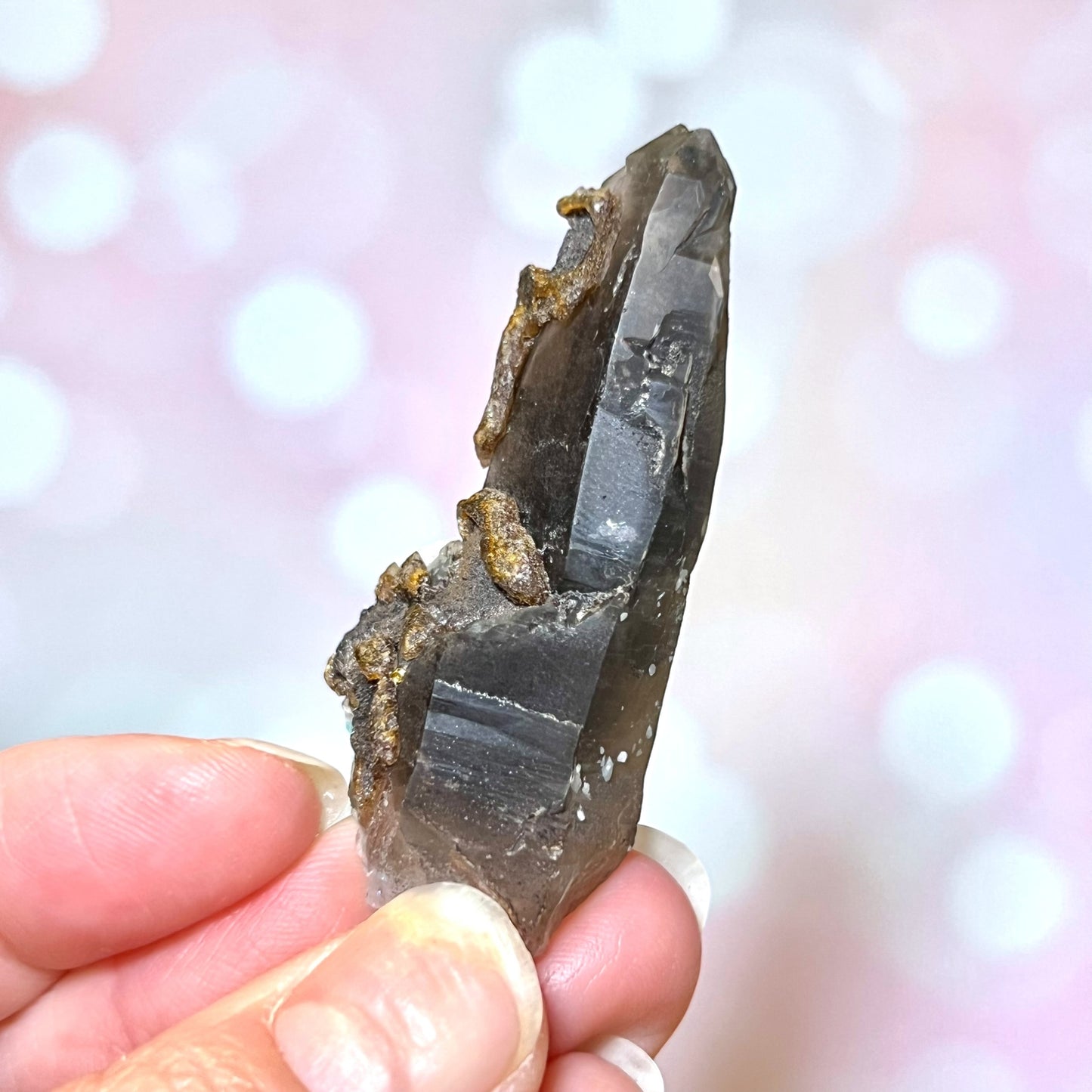 Smoky Quartz Crystal Point with Amazonite
