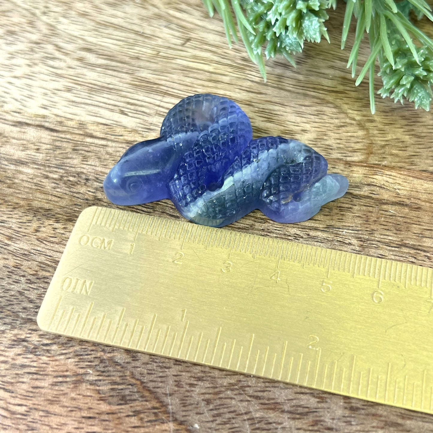 Rainbow Fluorite Snake Carved Crystal Cabochon