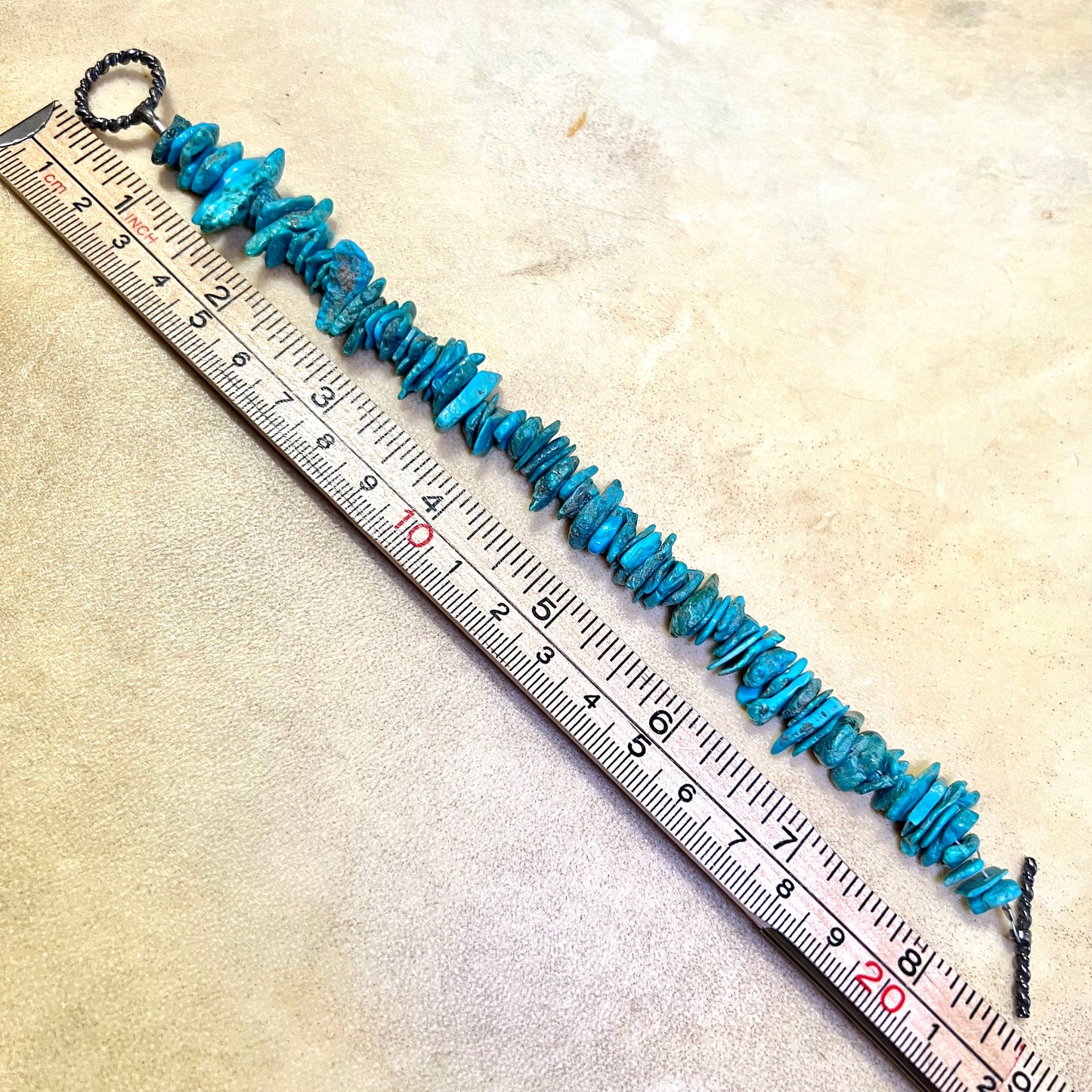 Vintage Genuine Turquoise Chip Bracelet with 925 Sterling Silver Toggle Clasp